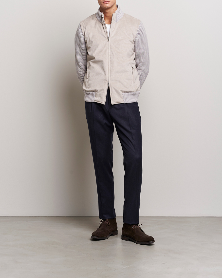 Homme | Manteaux Et Vestes | Gran Sasso | Wool/Alcantara Padded Full Zip Sand/Creme