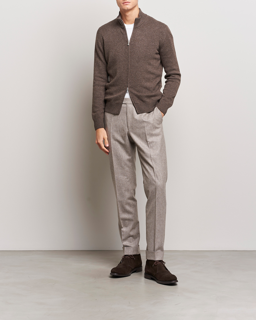 Homme | Pulls Et Tricots | Gran Sasso | Wool/Cashmere Full Zip Brown Melange