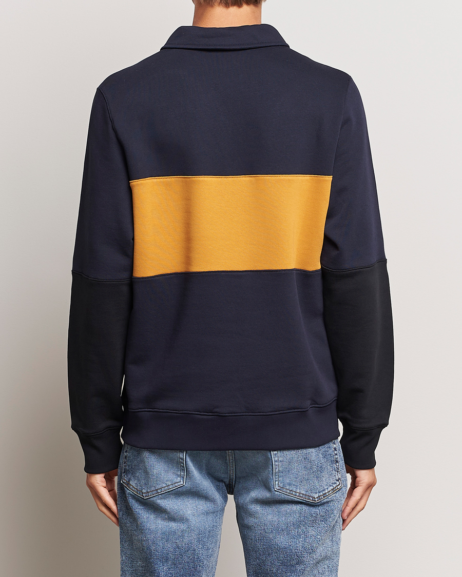 Heren | Truien | PS Paul Smith | Organic Cotton Zebra Colorblocked Rugger Navy/Yellow