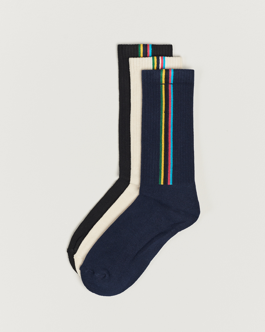 Homme | Sous-Vêtements Et Chaussettes | PS Paul Smith | 3-Pack Striped Socks Black/Navy/White