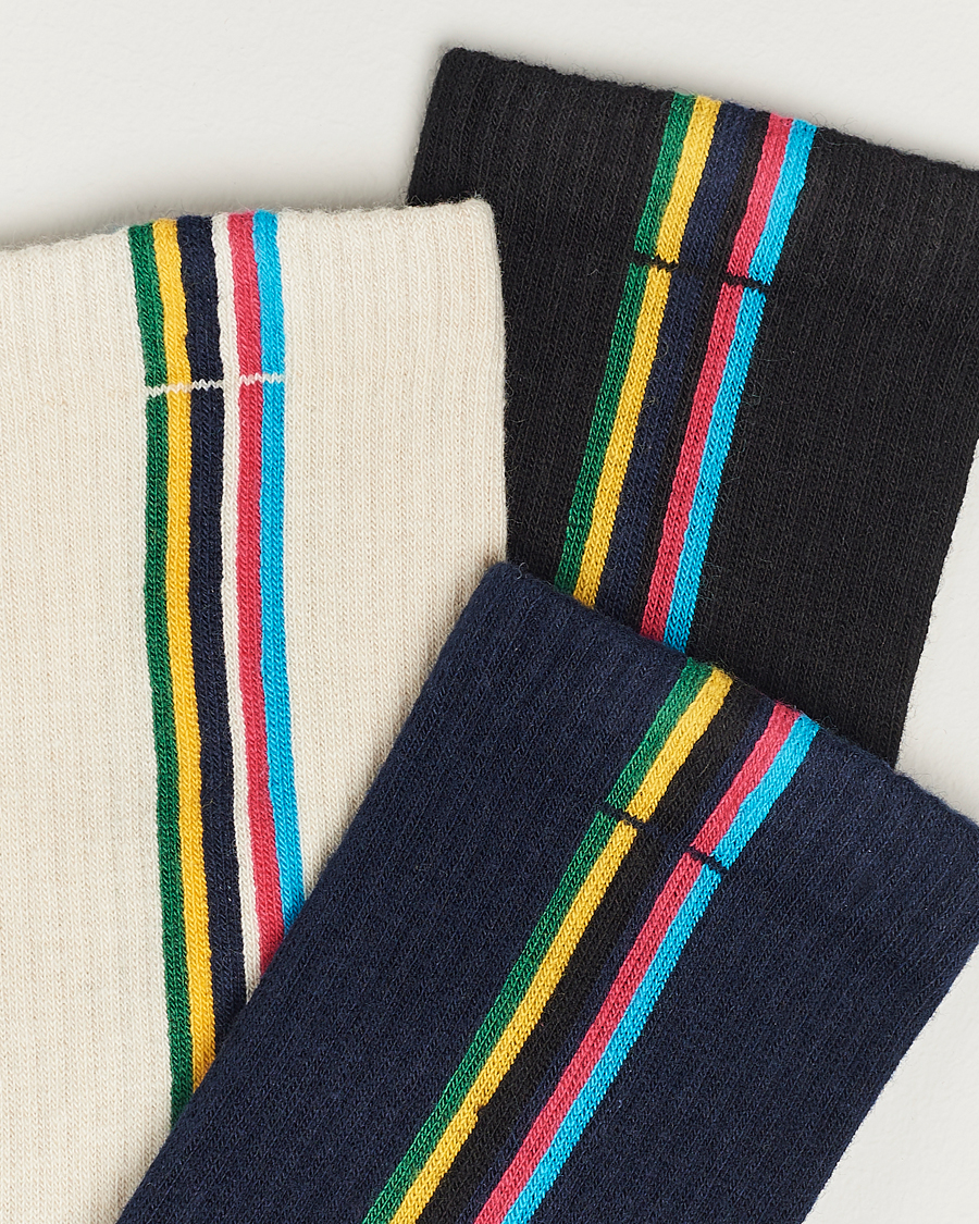 Homme | Sous-Vêtements Et Chaussettes | PS Paul Smith | 3-Pack Striped Socks Black/Navy/White