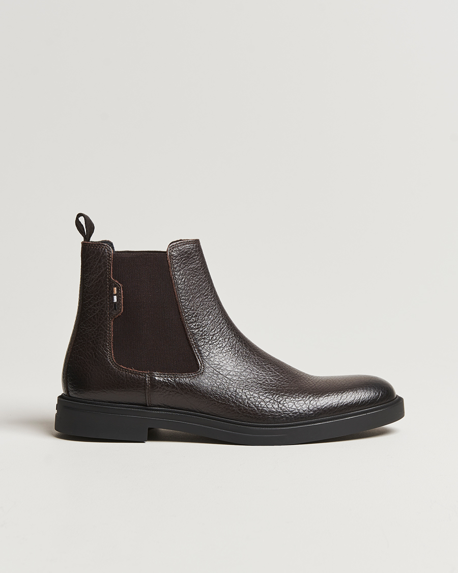 Homme | BOSS BLACK Calev Grained Leather Chelsea Boot Dark Brown | BOSS BLACK | Calev Grained Leather Chelsea Boot Dark Brown