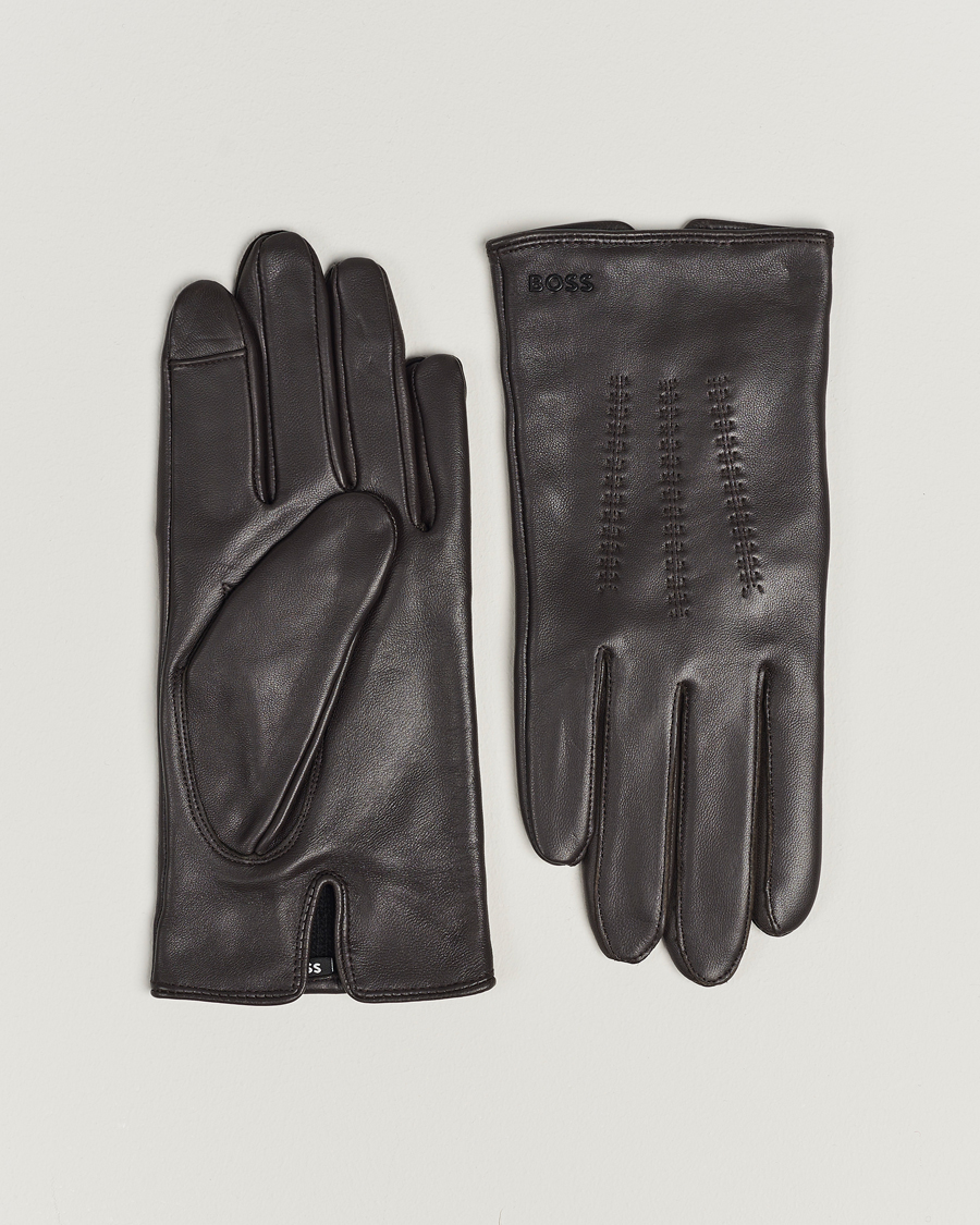 Heren | BOSS BLACK Hainz Leather Gloves Medium Brown | BOSS BLACK | Hainz Leather Gloves Medium Brown