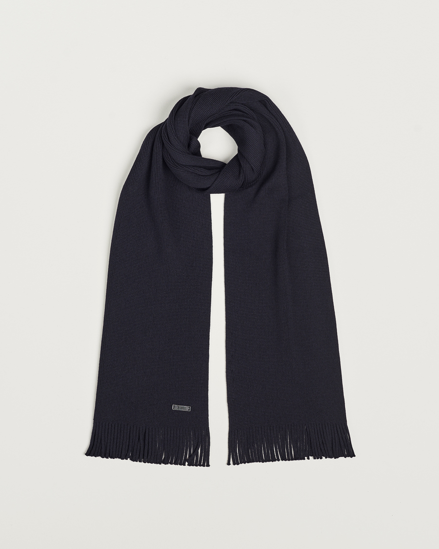 Homme | BOSS BLACK Albas Wool Scarf Dark Blue | BOSS BLACK | Albas Wool Scarf Dark Blue