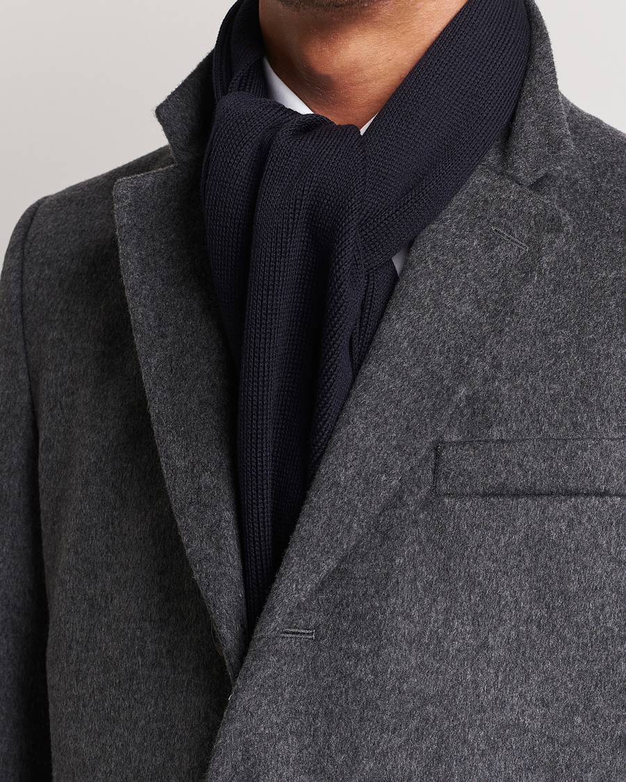 Homme | BOSS BLACK Albas Wool Scarf Dark Blue | BOSS BLACK | Albas Wool Scarf Dark Blue