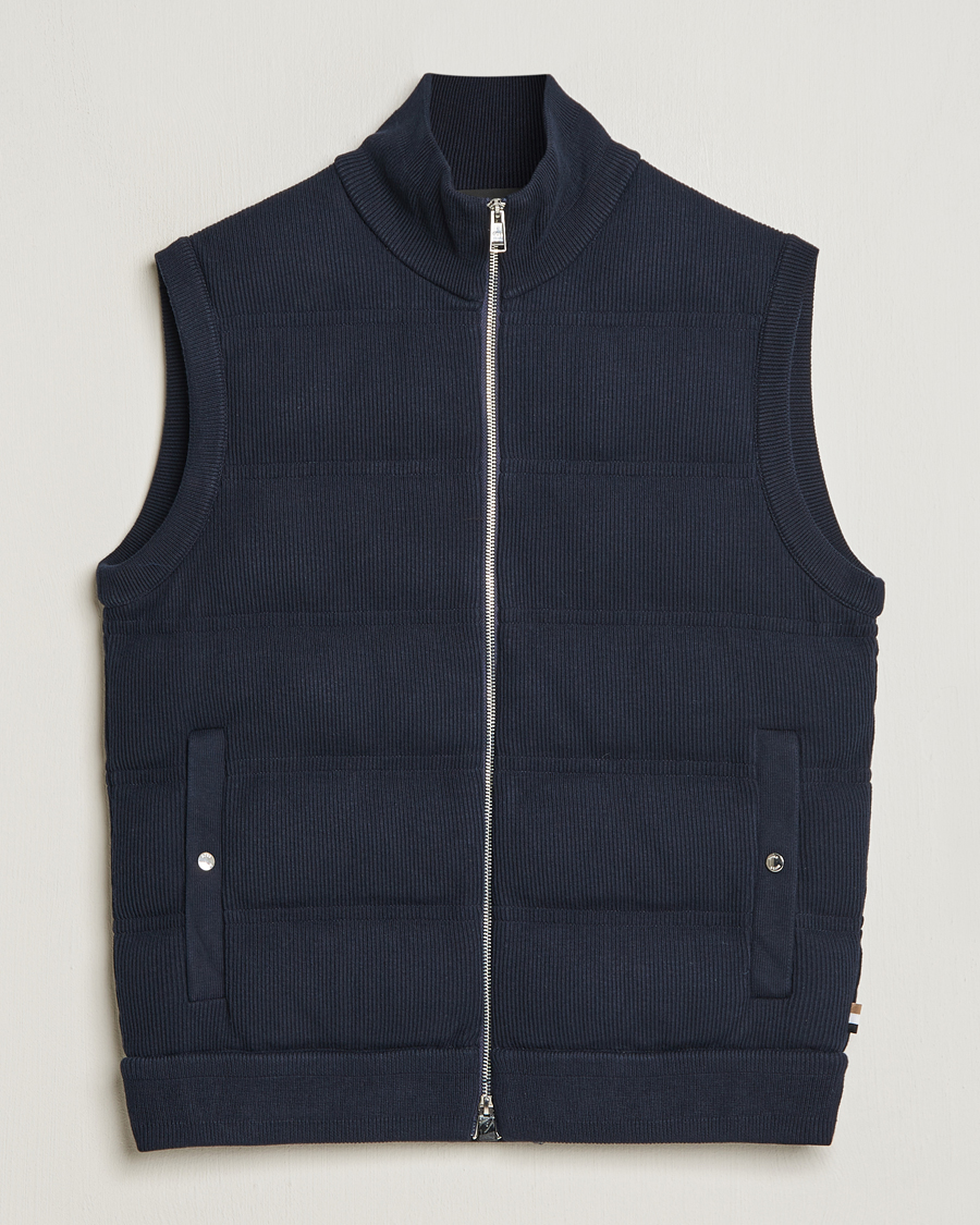 Homme | Manteaux Et Vestes | BOSS BLACK | Mandolino Corduroy Vest Dark Blue
