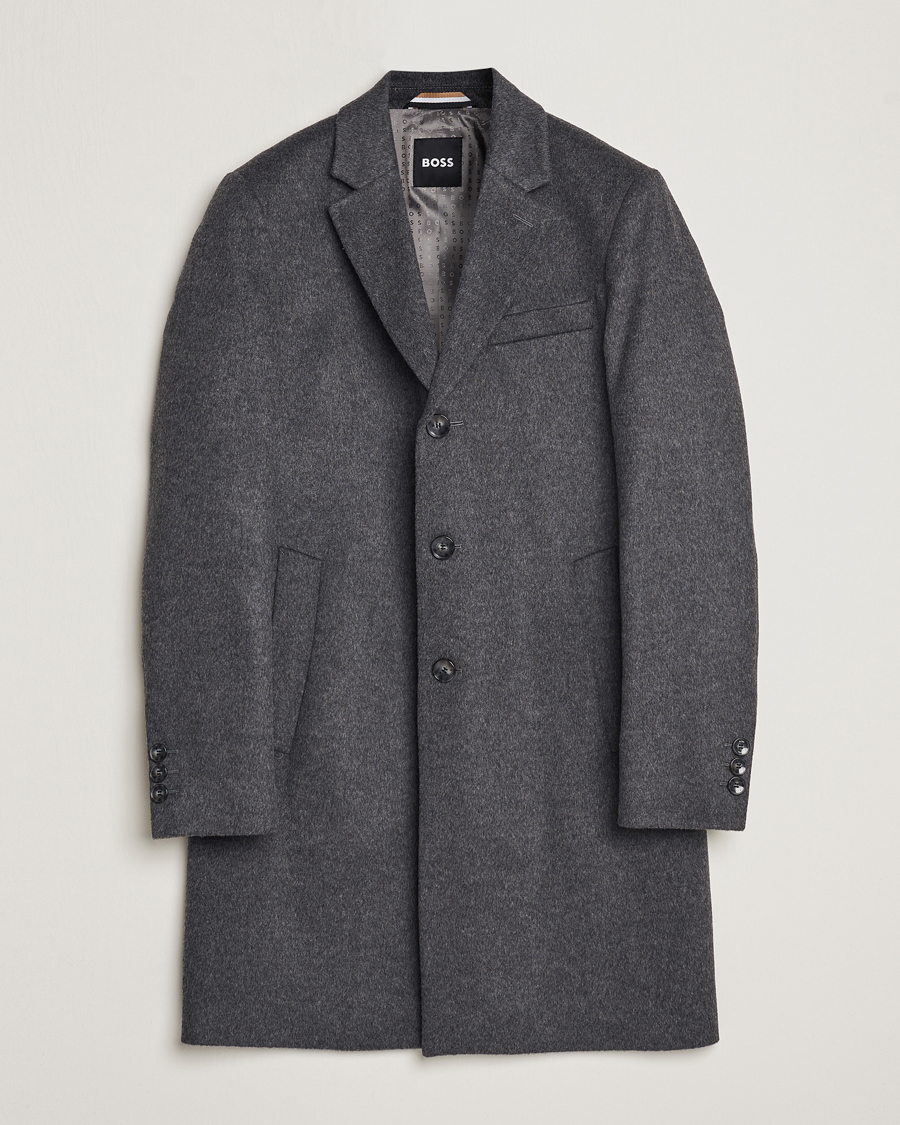 Heren | Jassen | BOSS BLACK | Hyde Wool/Cashmere Coat Medium Grey