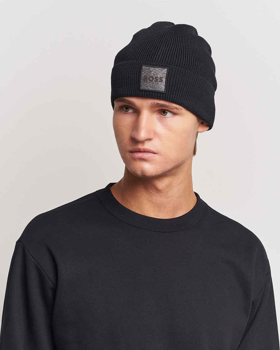 Heren | BOSS ORANGE Foxxy Logo Beanie Black | BOSS ORANGE | Foxxy Logo Beanie Black