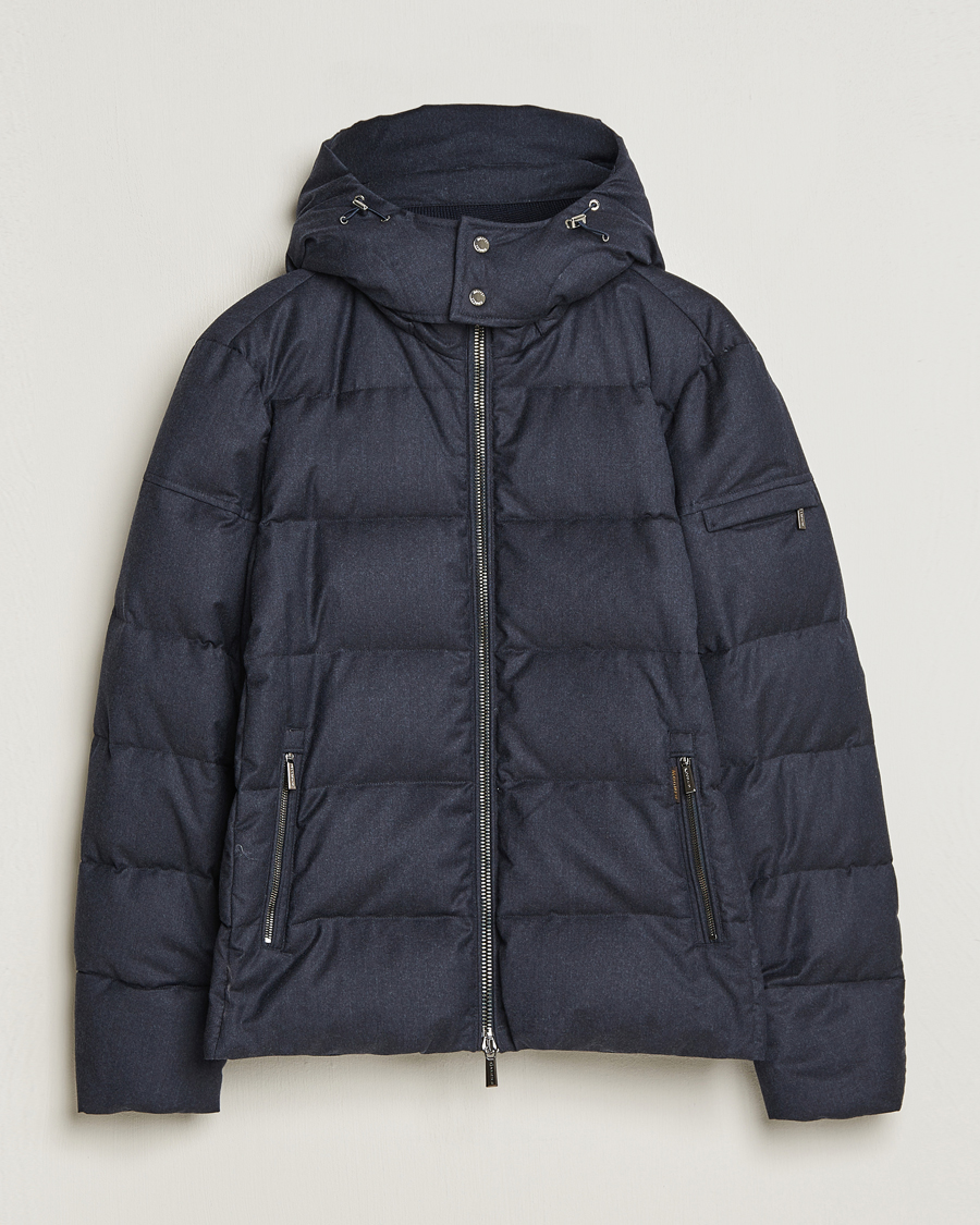 Heren | Jassen | MooRER | Brett Wool/Cashmere Hooded Jacket Blue Grey