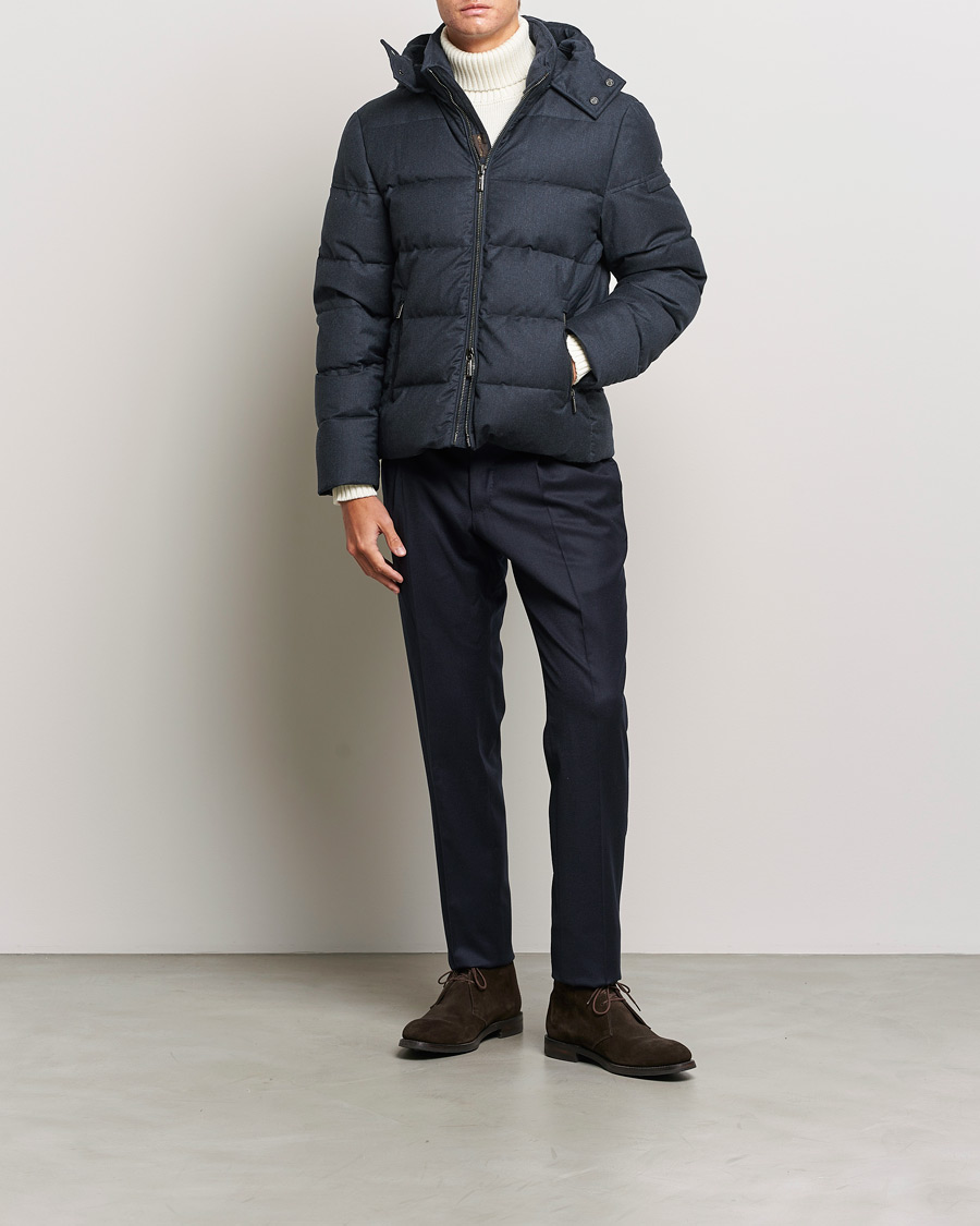 Heren | Jassen | MooRER | Brett Wool/Cashmere Hooded Jacket Blue Grey