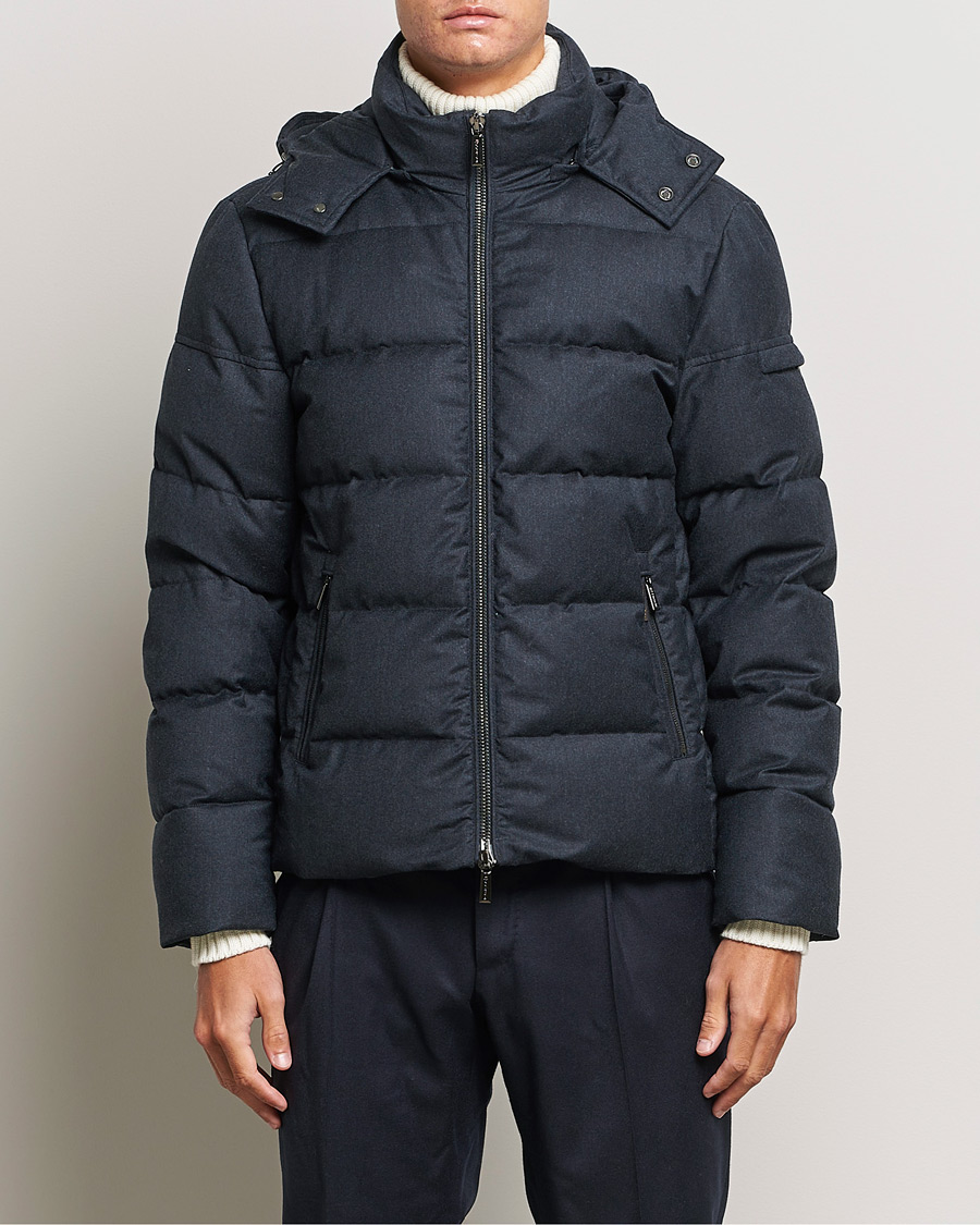 Heren | Jassen | MooRER | Brett Wool/Cashmere Hooded Jacket Blue Grey