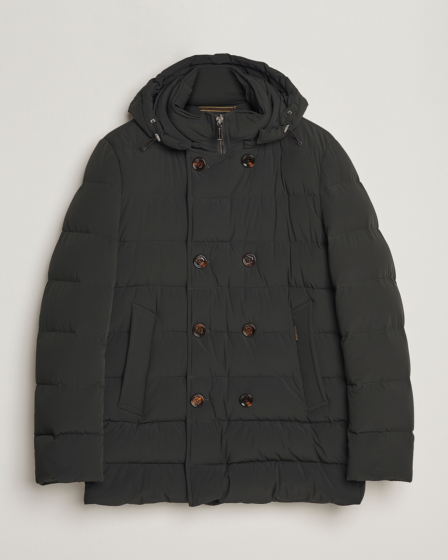 Heren | Jassen | MooRER | Florio Double Breasted Nylon Coat Dark Green