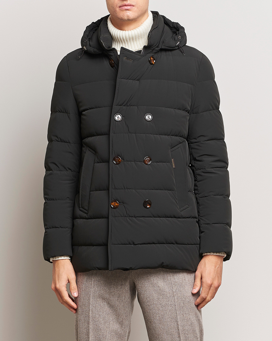 Heren | Jassen | MooRER | Florio Double Breasted Nylon Coat Dark Green