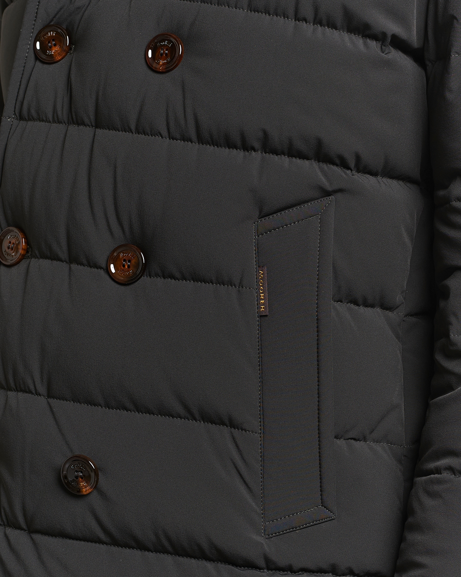 Heren | Jassen | MooRER | Florio Double Breasted Nylon Coat Dark Green