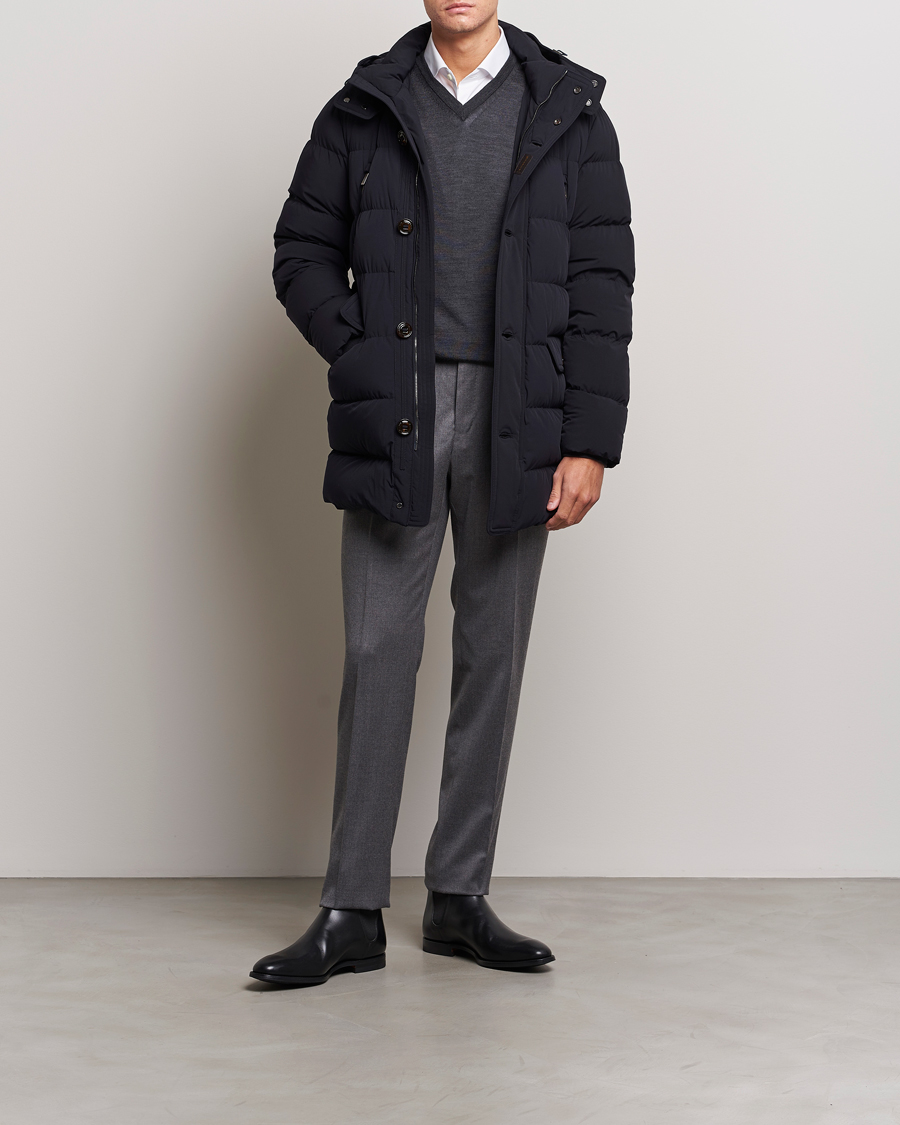 Heren | Jassen | MooRER | Gorner Water resistant Nylon Parka Navy