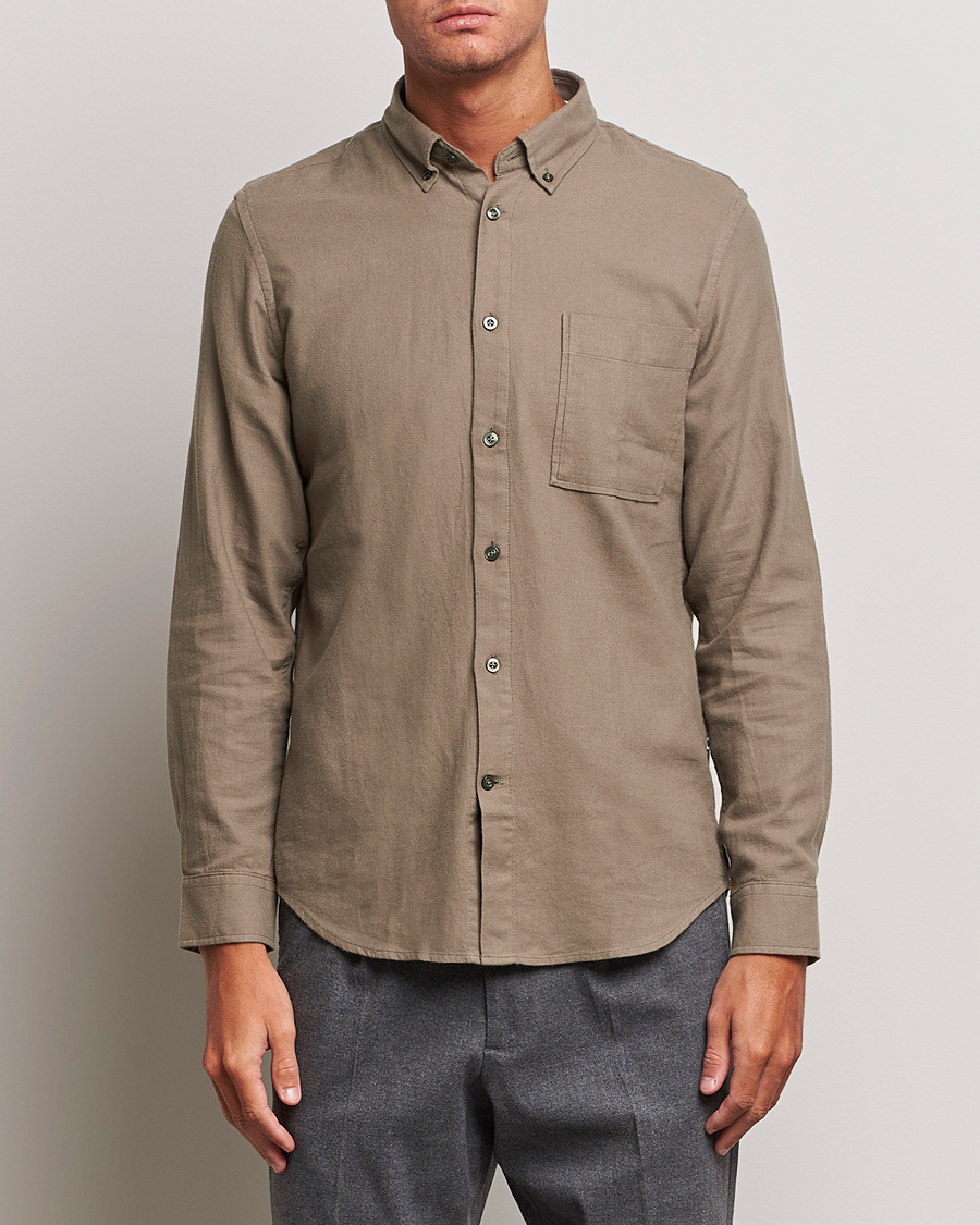 Homme | Chemises | NN07 | Arne Brushed Flannel Shirt Dark Clay