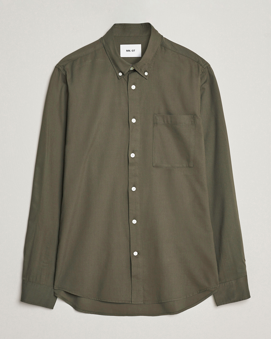 Homme | Chemises | NN07 | Arne Tencel Striped Shirt Dark Army