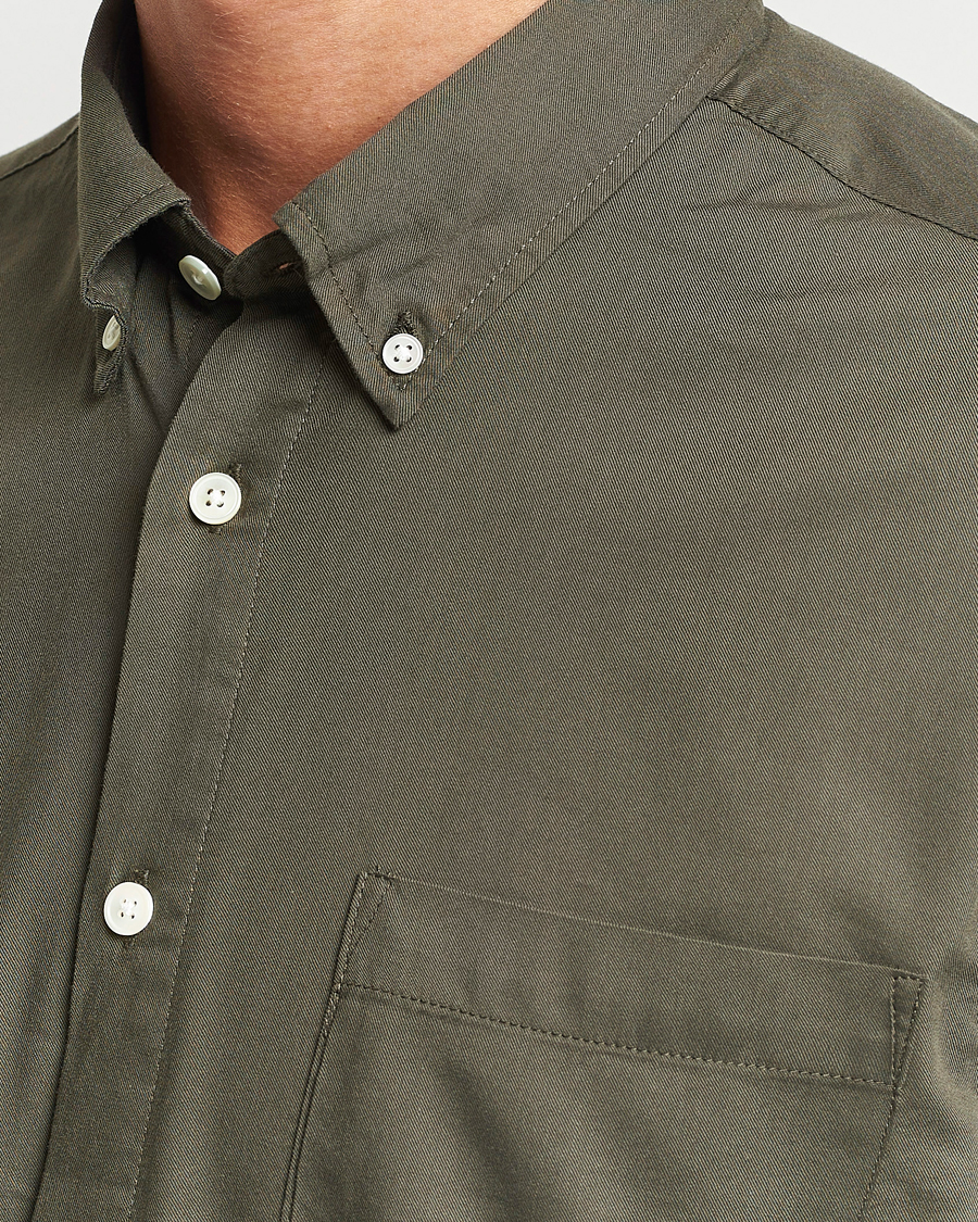 Homme | Chemises | NN07 | Arne Tencel Striped Shirt Dark Army