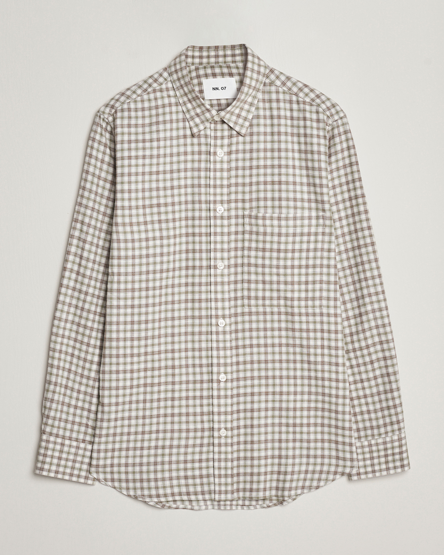 Homme | Chemises | NN07 | Cohen Brushed Flannel Checked Shirt Green/Cream