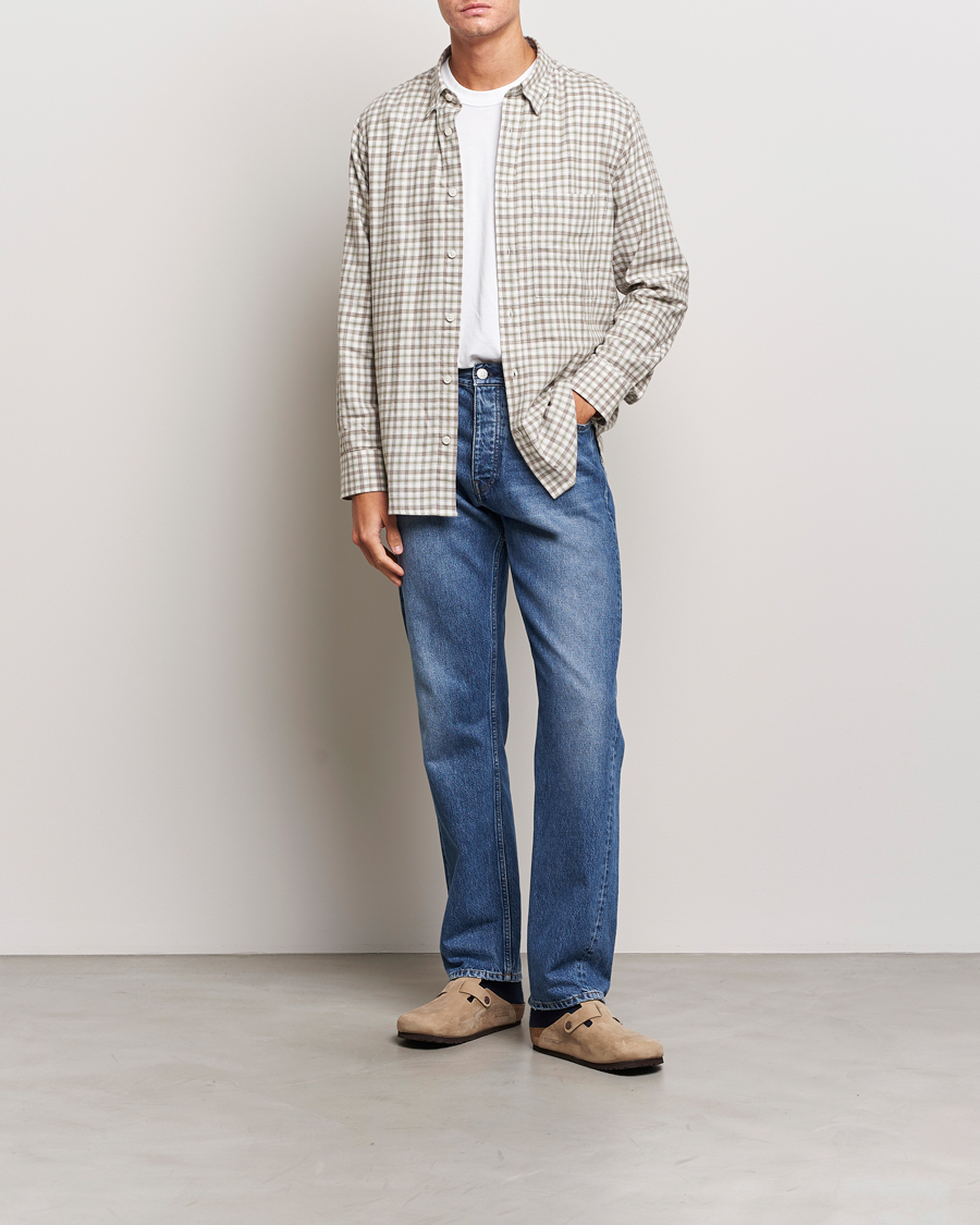 Homme | Chemises | NN07 | Cohen Brushed Flannel Checked Shirt Green/Cream