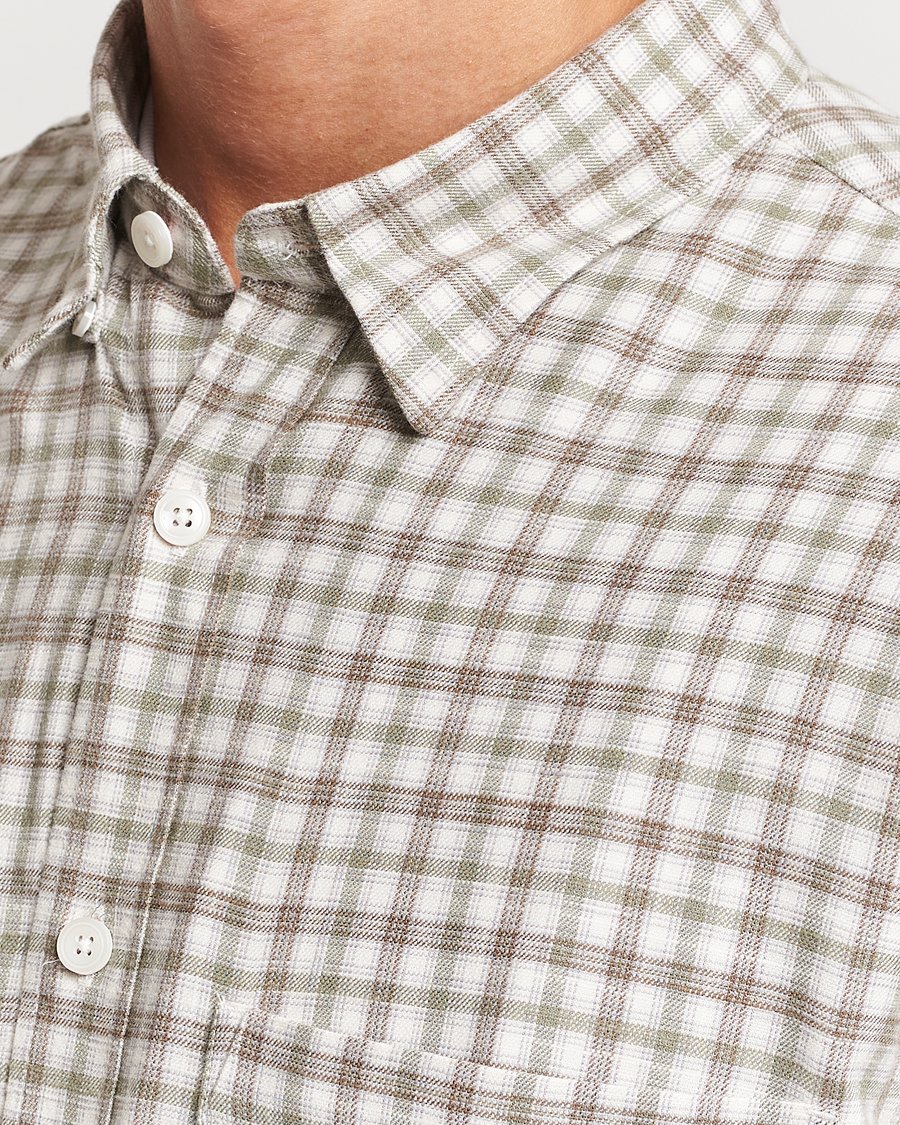 Homme | Chemises | NN07 | Cohen Brushed Flannel Checked Shirt Green/Cream