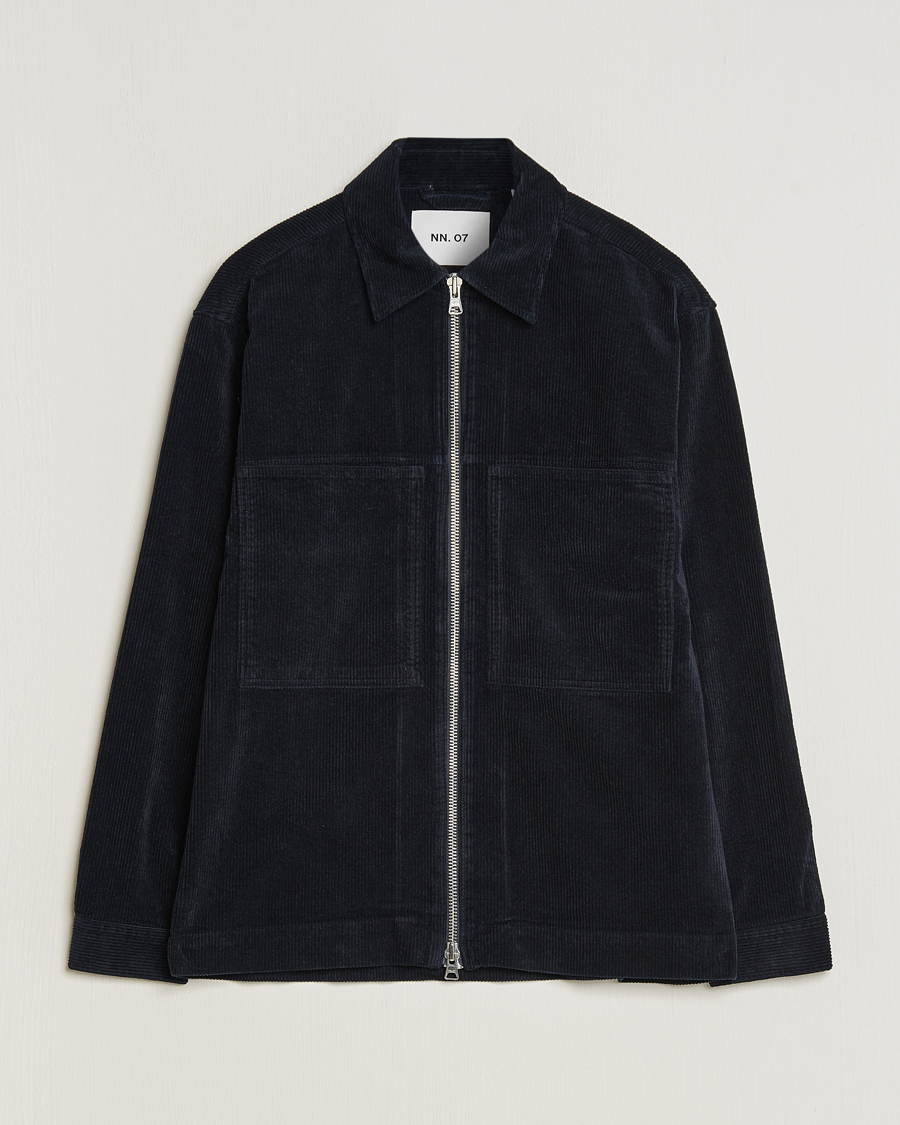Homme | Chemises | NN07 | Isak Full Zip Corduroy Overshirt Navy Blue