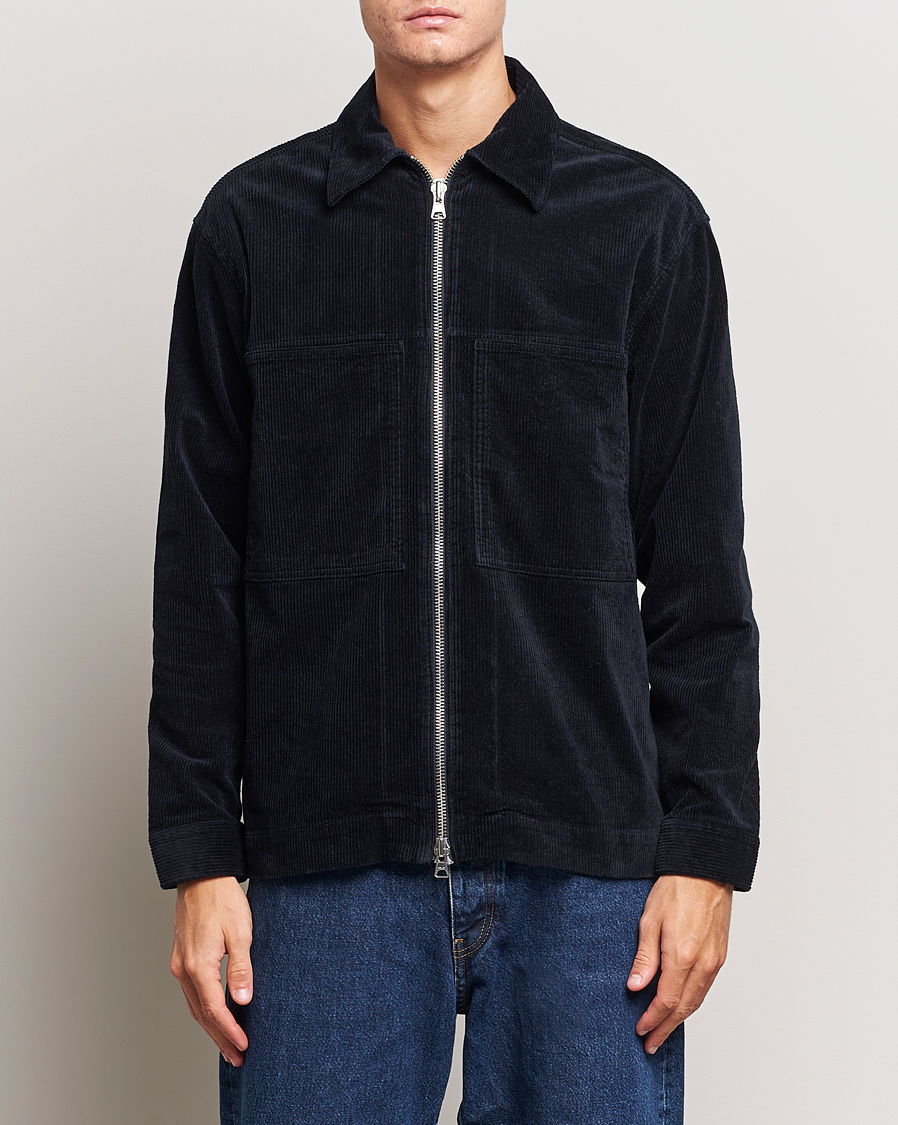 Homme | Chemises | NN07 | Isak Full Zip Corduroy Overshirt Navy Blue