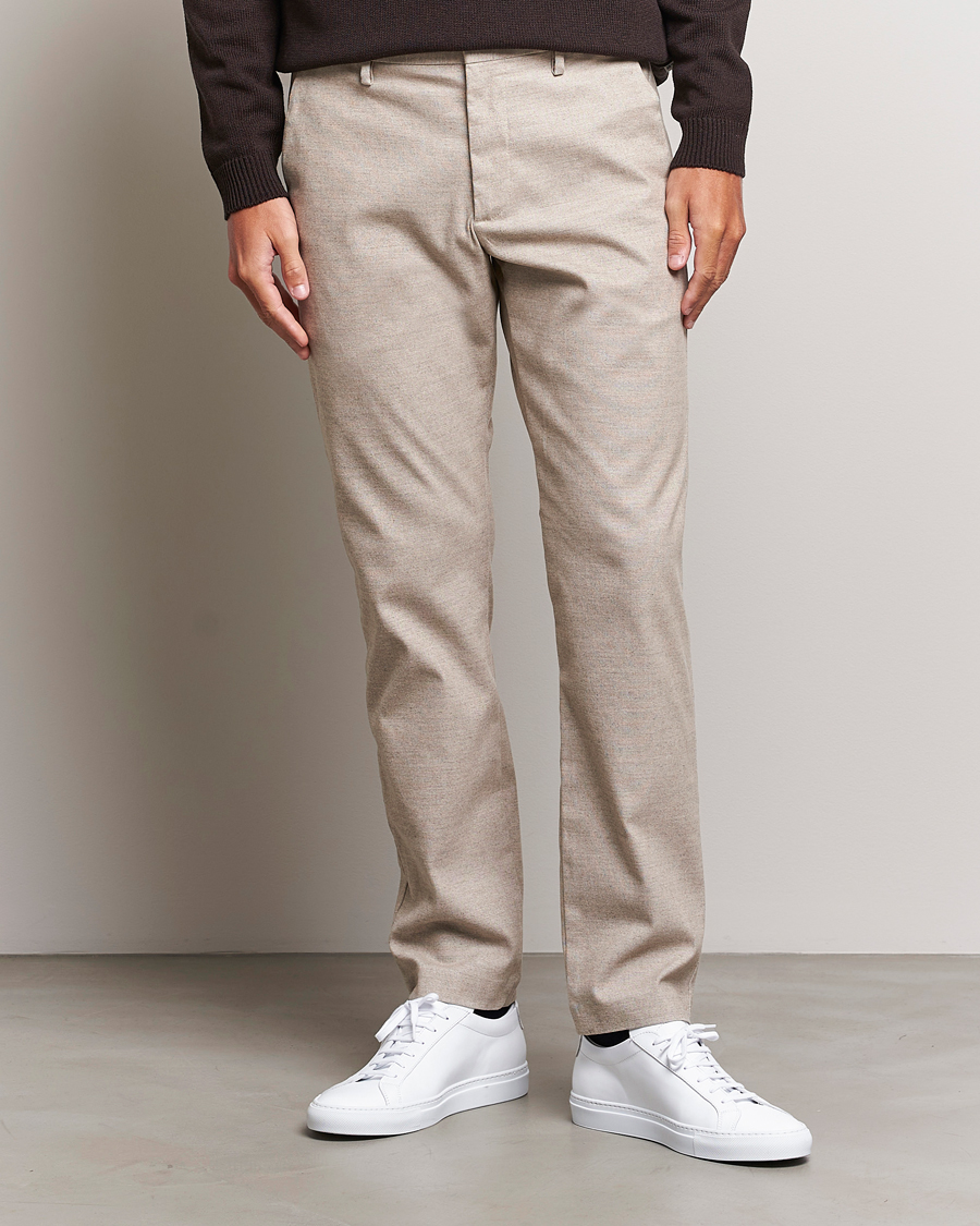 Homme | Pantalons | NN07 | Theo Brushed Cotton Trousers Cement Melange