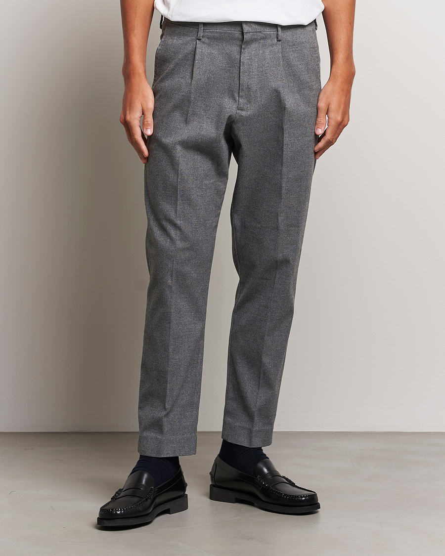 Homme | Pantalons | NN07 | Bill Pleated Structured Trousers Grey Melange
