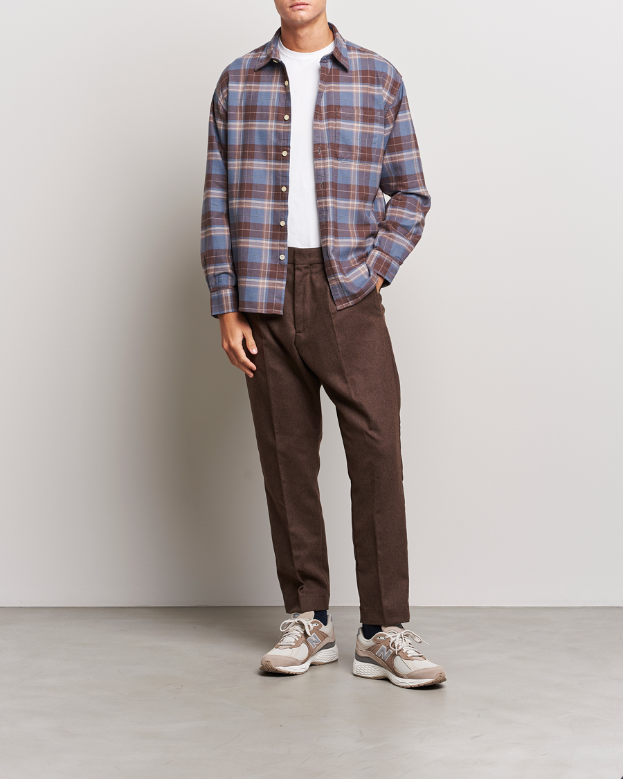 Homme | Pantalons | NN07 | Bill Brushed Flannel Pleated Trousers Demitasse Brown