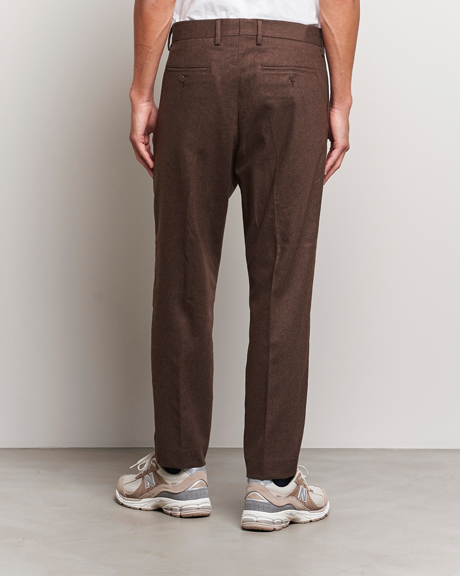 Homme | Pantalons | NN07 | Bill Brushed Flannel Pleated Trousers Demitasse Brown