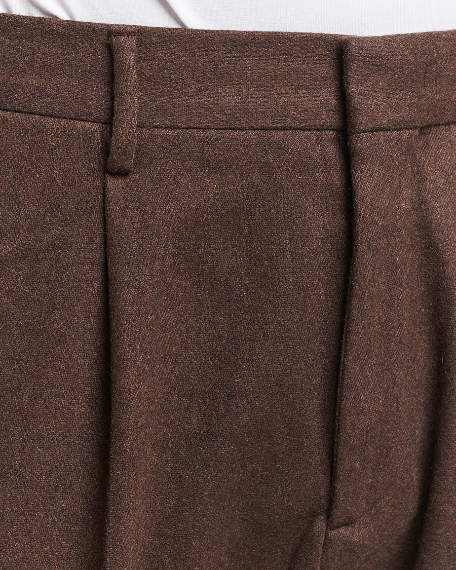 Homme | Pantalons | NN07 | Bill Brushed Flannel Pleated Trousers Demitasse Brown