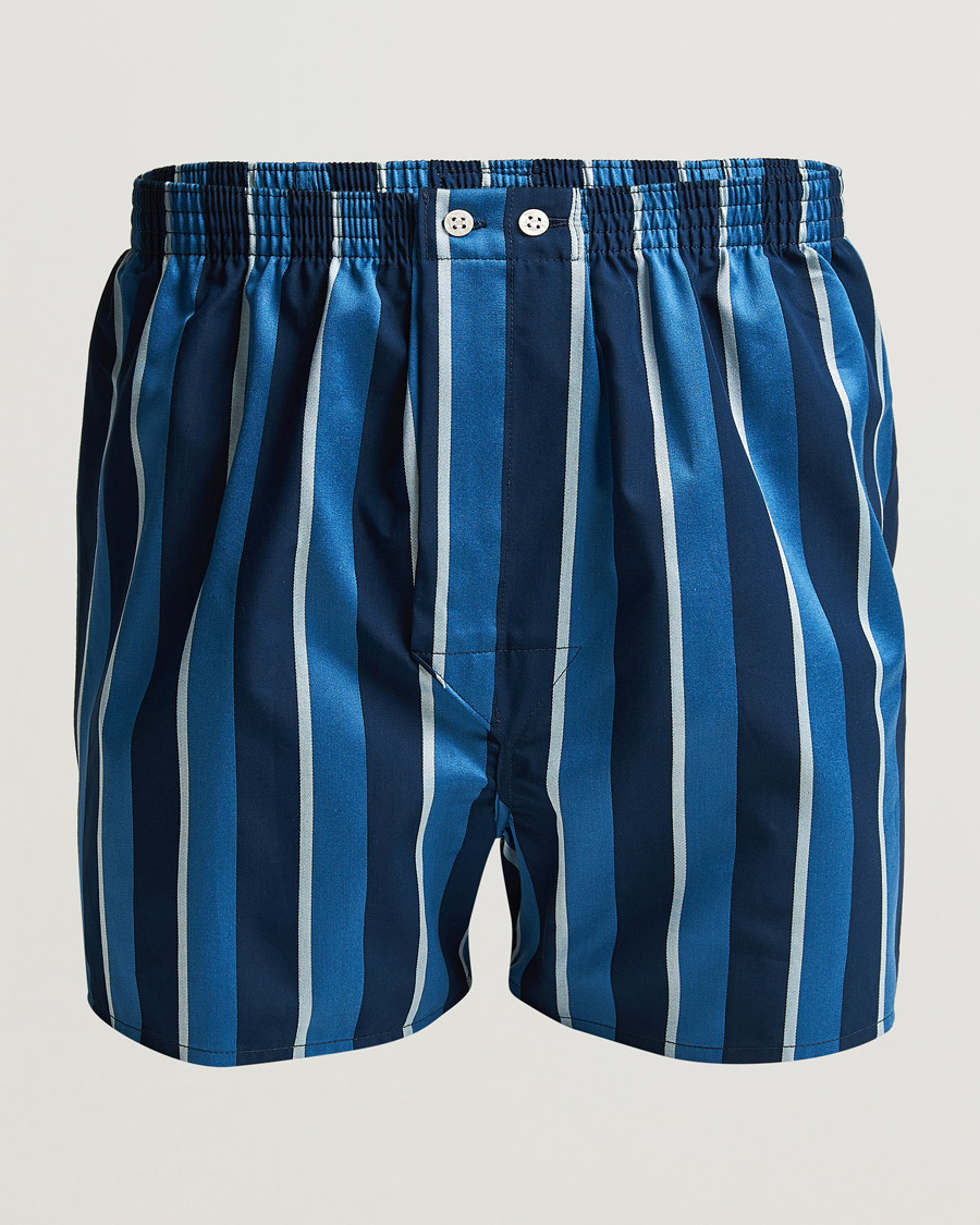 Homme | Sous-Vêtements Et Chaussettes | Derek Rose | Classic Fit Striped Cotton Boxer Shorts Blue Multi