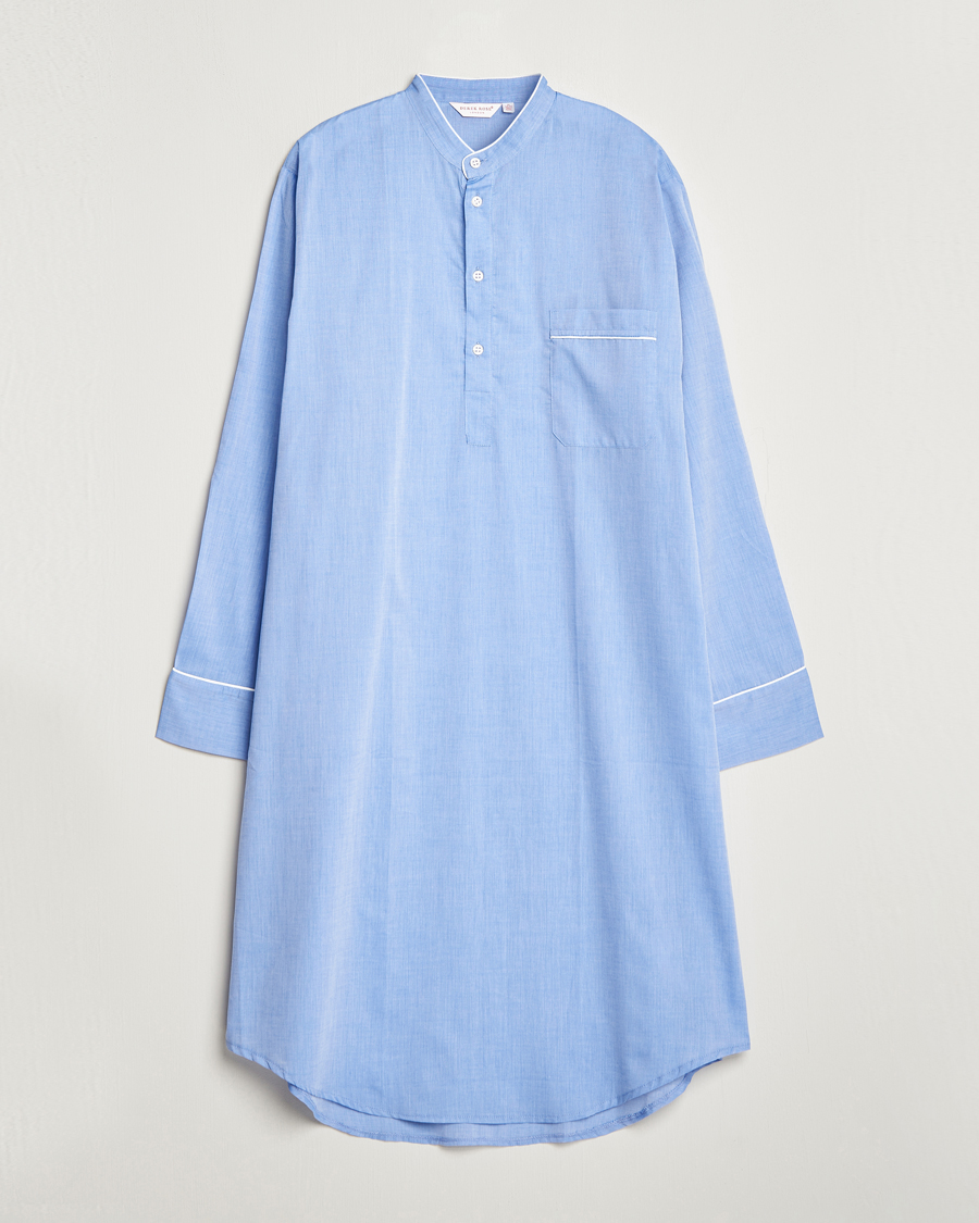Homme | Peignoirs Et Pyjamas | Derek Rose | Cotton Pullover Nightshirt Light Blue