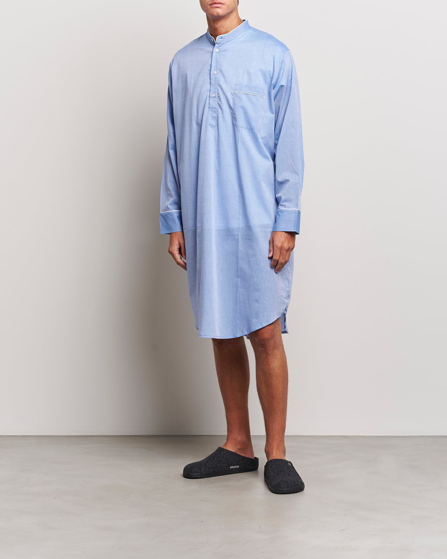 Homme | Derek Rose Cotton Pullover Nightshirt Light Blue | Derek Rose | Cotton Pullover Nightshirt Light Blue
