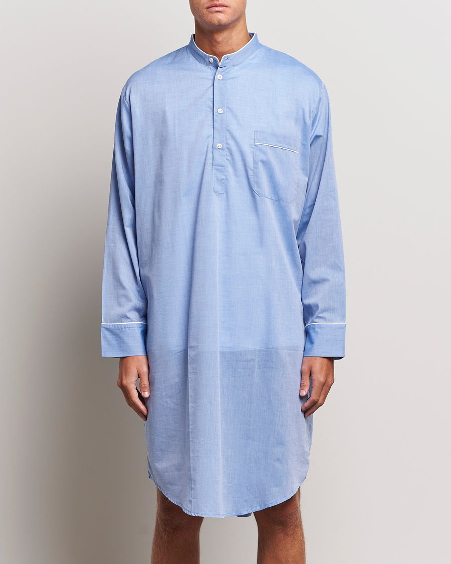 Homme | Peignoirs Et Pyjamas | Derek Rose | Cotton Pullover Nightshirt Light Blue