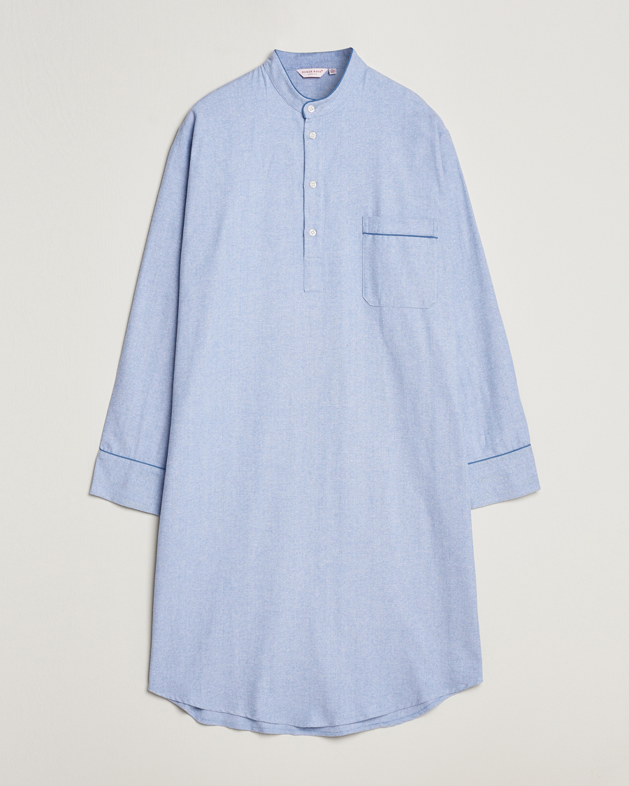 Homme | Peignoirs Et Pyjamas | Derek Rose | Cotton Pullover Nightshirt Light Blue