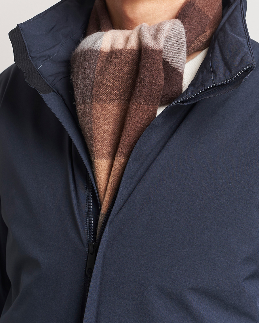 Homme | Amanda Christensen Merino Wool Block Check Scarf Brown Multi | Amanda Christensen | Merino Wool Block Check Scarf Brown Multi