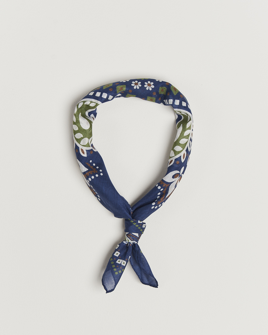 Homme | Amanda Christensen Cotton Voilé Printed Flower Bandana Navy | Amanda Christensen | Cotton Voilé Printed Flower Bandana Navy