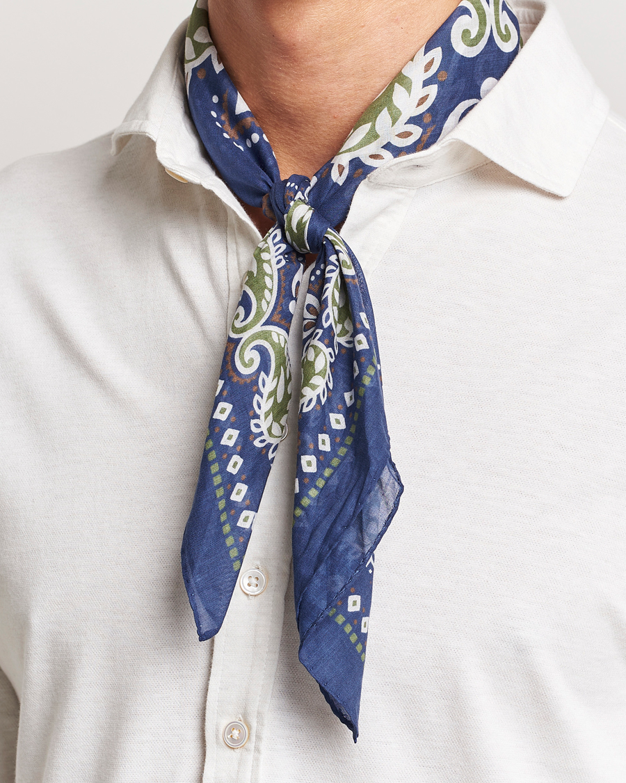 Homme | Amanda Christensen Cotton Voilé Printed Flower Bandana Navy | Amanda Christensen | Cotton Voilé Printed Flower Bandana Navy