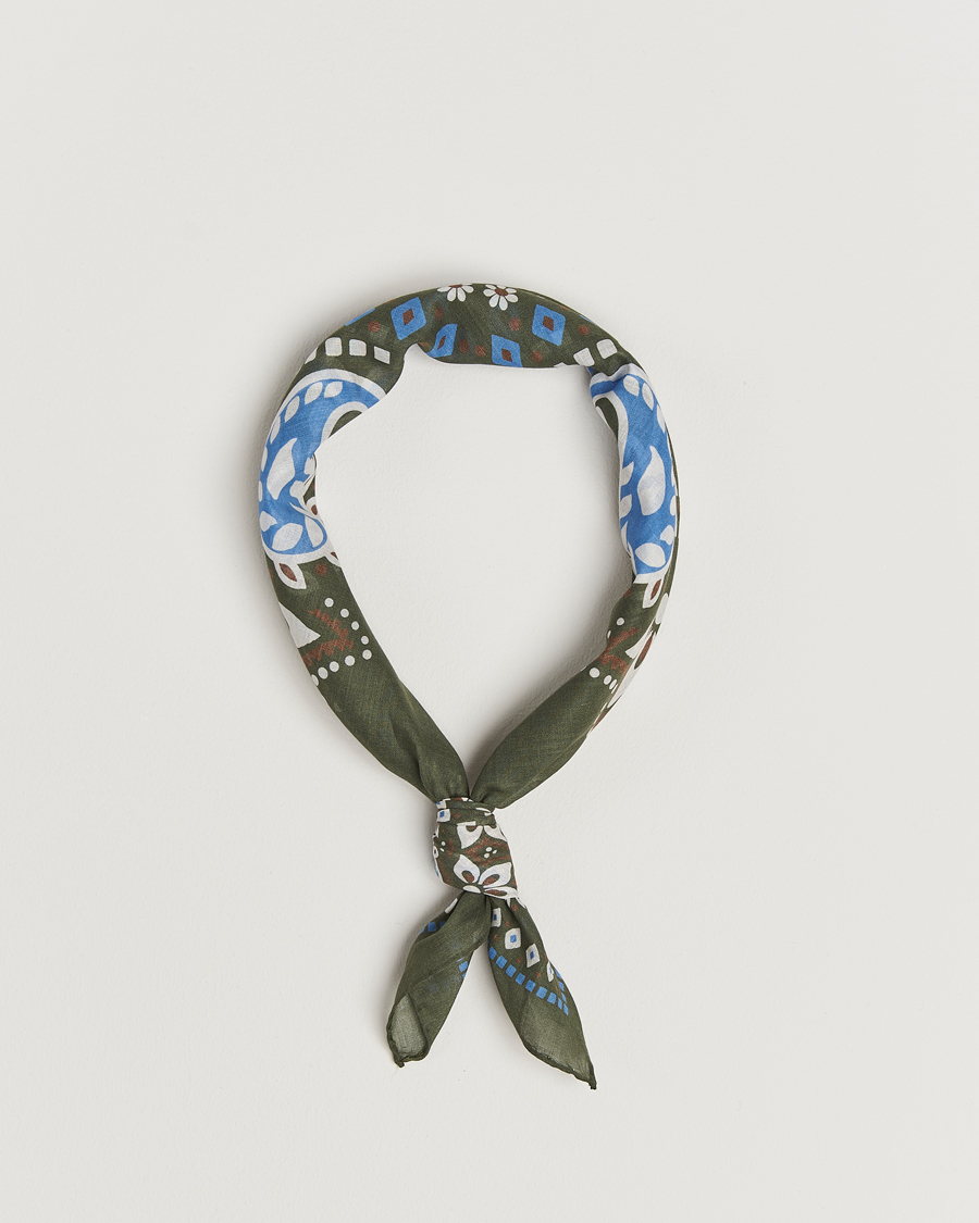 Homme | Amanda Christensen Cotton Voilé Printed Flower Bandana Olive | Amanda Christensen | Cotton Voilé Printed Flower Bandana Olive