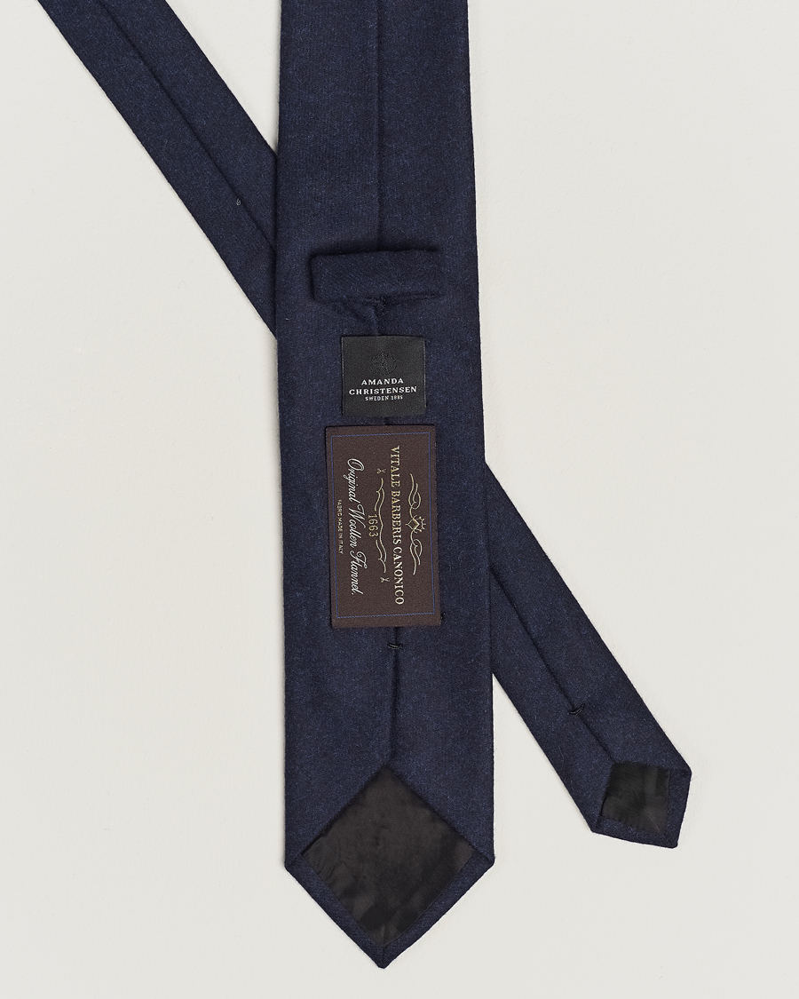 Homme | Amanda Christensen Wool Flannel 8cm Tie Navy | Amanda Christensen | Wool Flannel 8cm Tie Navy