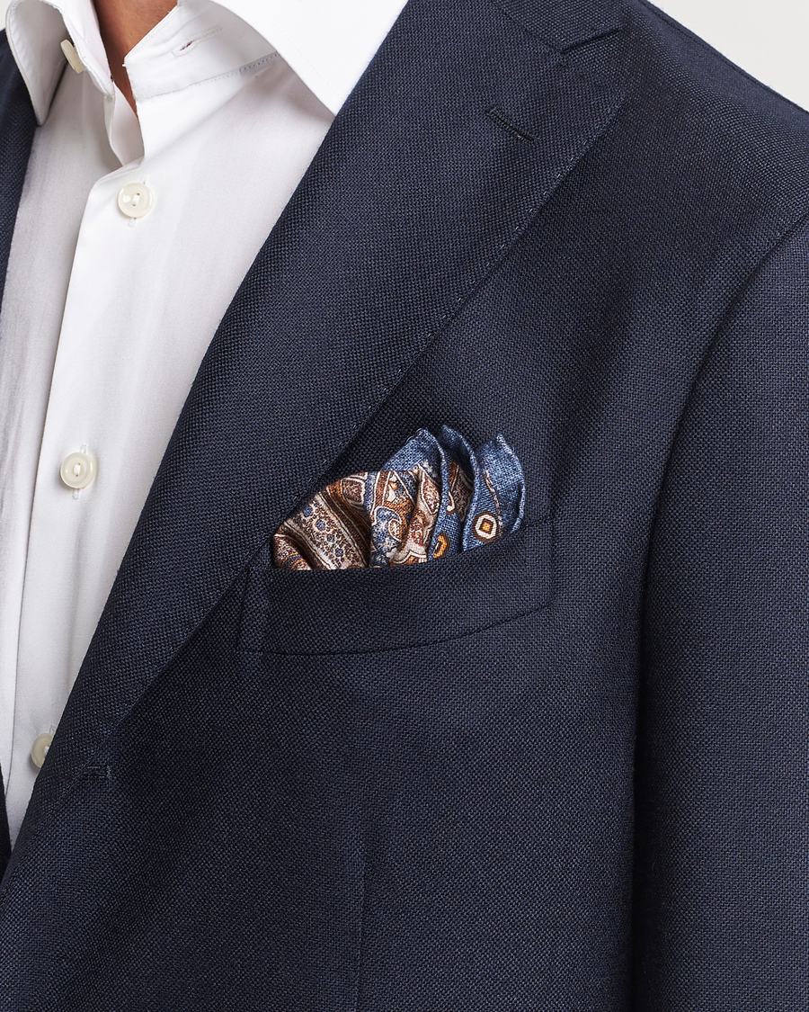 Homme | Amanda Christensen Cotton Flannel Doublefaced Pocket Square Navy | Amanda Christensen | Cotton Flannel Doublefaced Pocket Square Navy