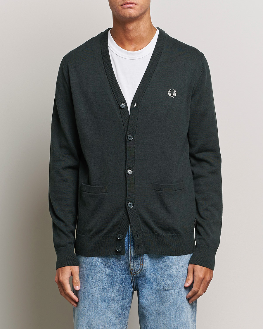 Homme | Pulls Et Tricots | Fred Perry | Knitted Cardigan Night Green