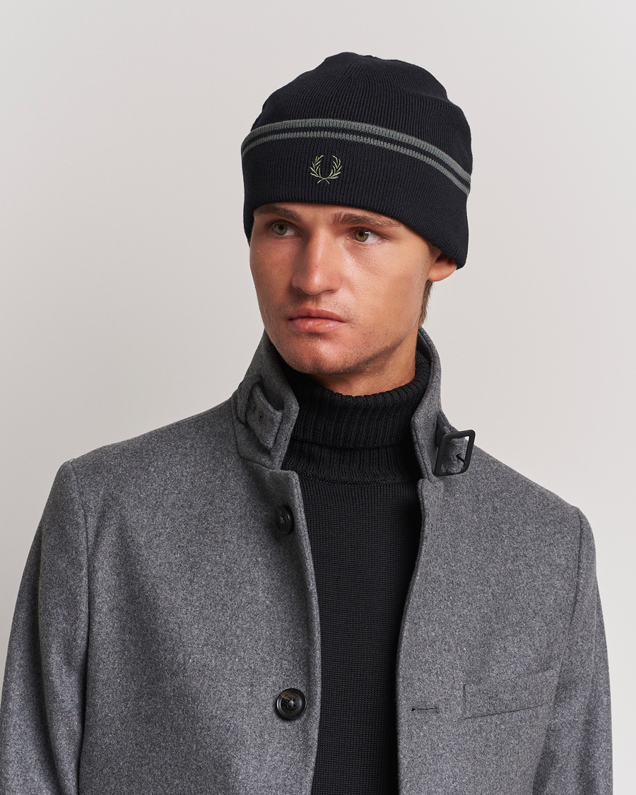 Homme | Fred Perry Twin Tipped Merino Beanie Black | Fred Perry | Twin Tipped Merino Beanie Black