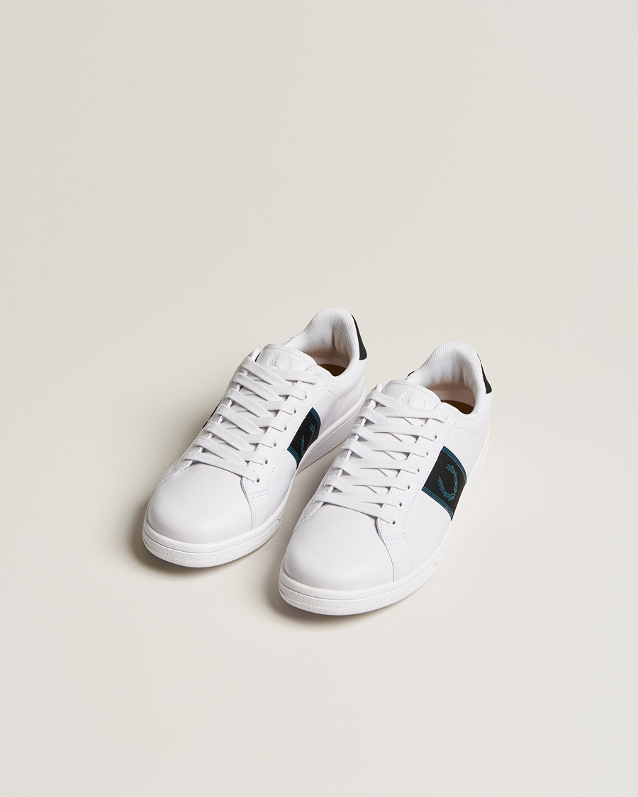 Homme | Fred Perry B721 Leather Sneaker White/Petrol Blue | Fred Perry | B721 Leather Sneaker White/Petrol Blue