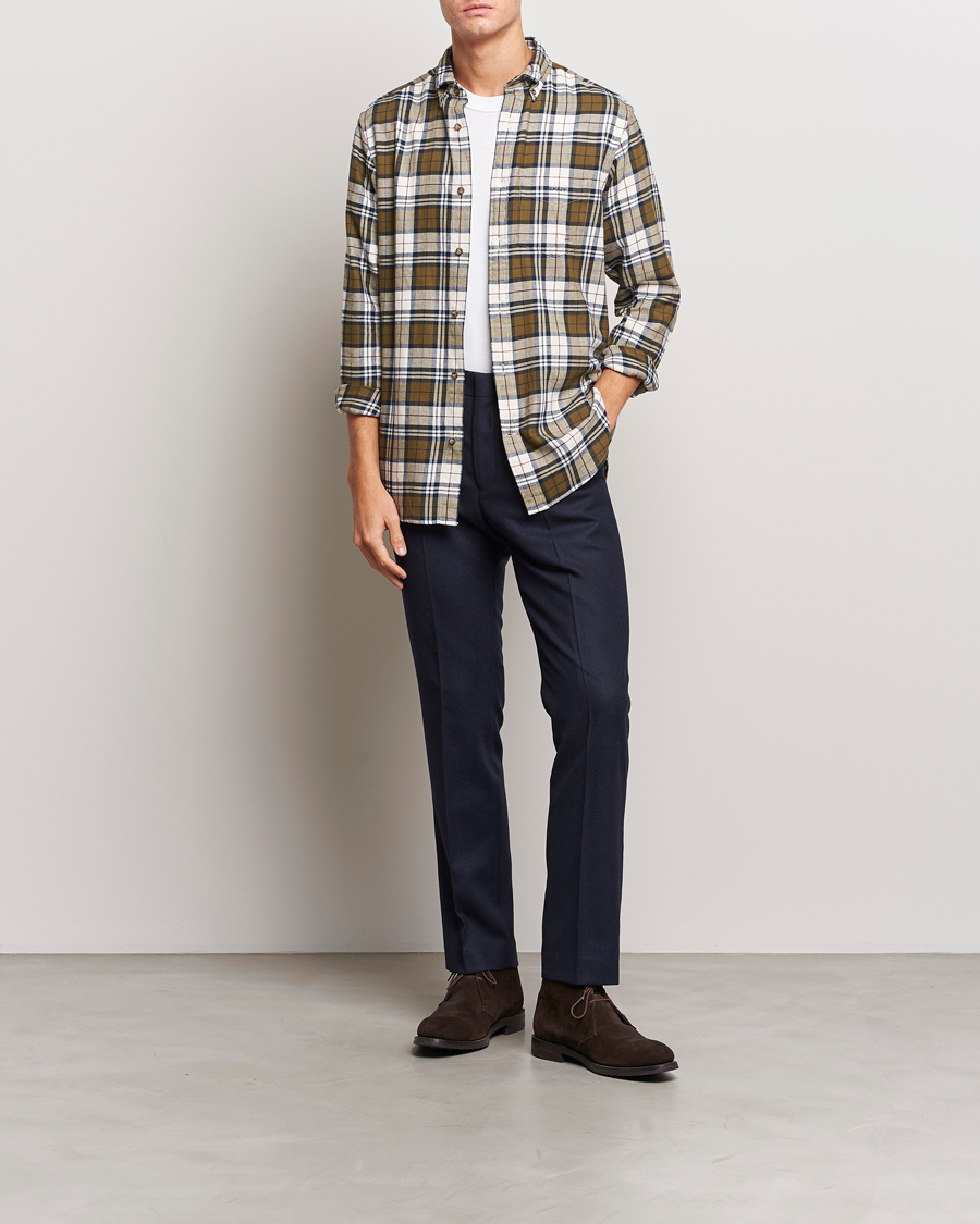 Heren | Overhemden | GANT | Regular Fit Flannel Checked Shirt Dark Cactus