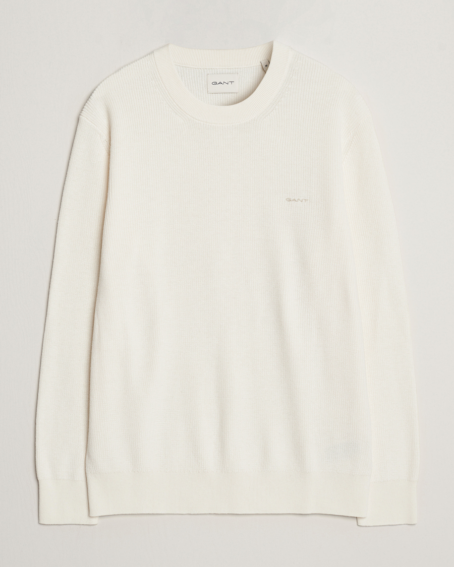Homme | Pulls Et Tricots | GANT | Cotton/Wool Rib Knitted Crew Neck Cream