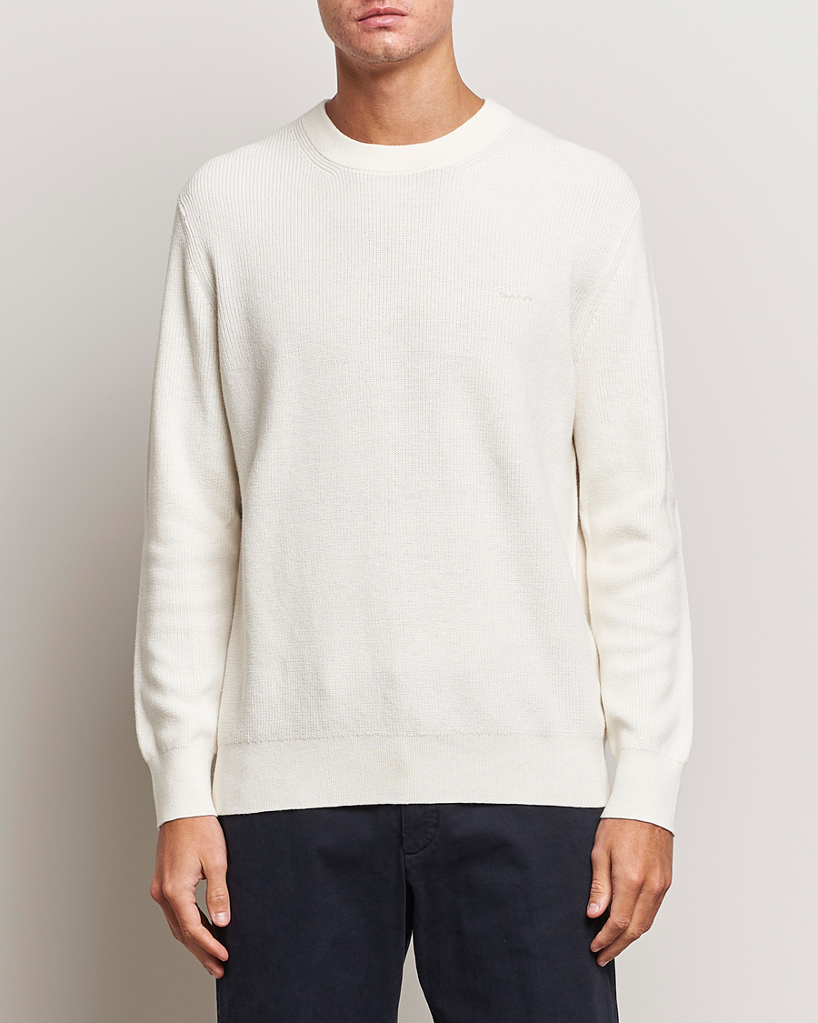 Homme | Pulls Et Tricots | GANT | Cotton/Wool Rib Knitted Crew Neck Cream