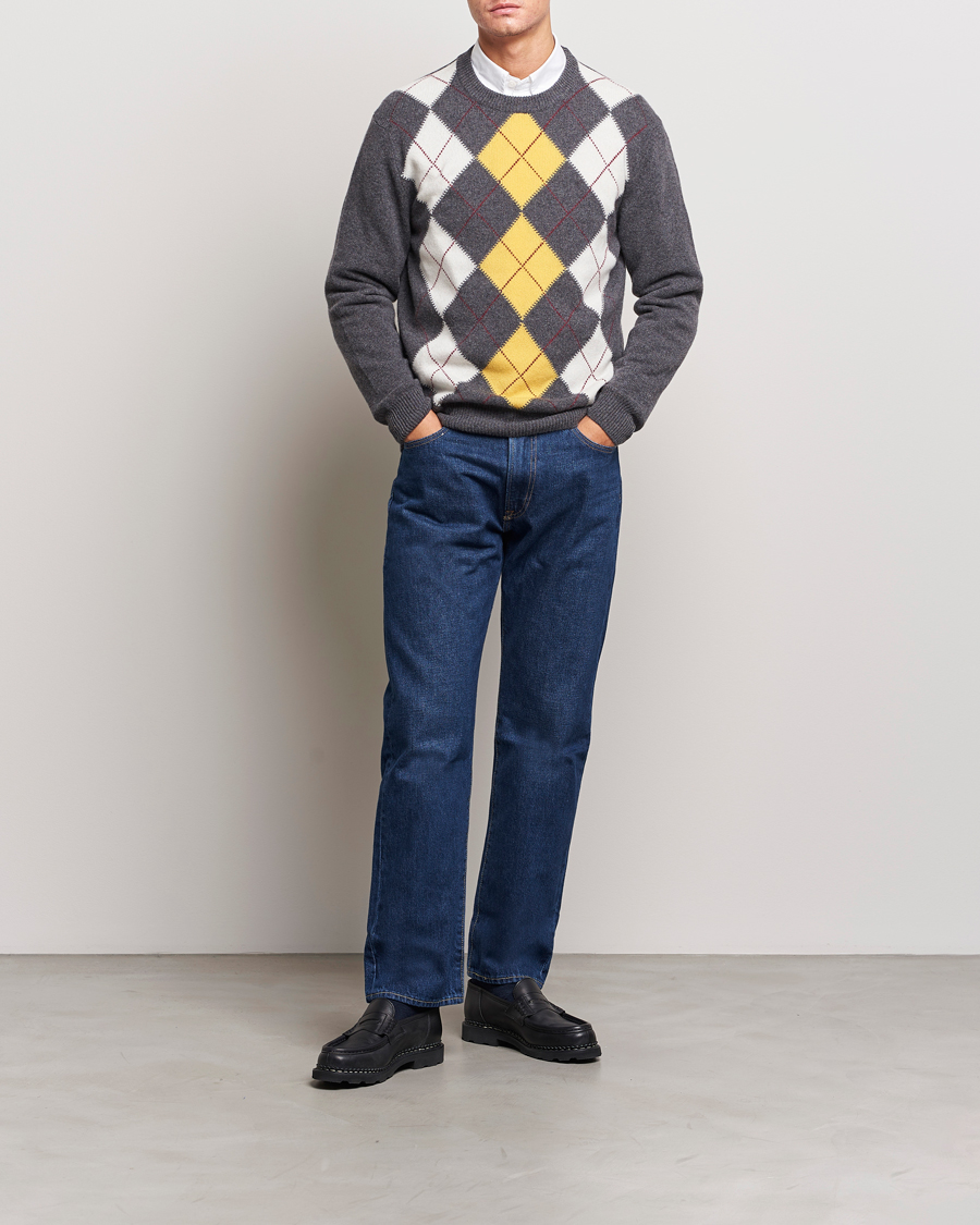 Heren | Truien | GANT | Lambswool Argyle Crew Neck Sweater Charcoal Melange